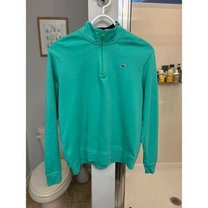 Vineyard Vines Boys XL 18 Mint Green 1/4 Zip Cotton Pullover Sweatshirt Whale